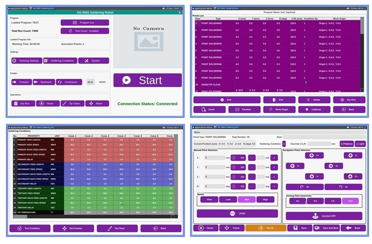 Touchscreen control software of robotic soldering machine